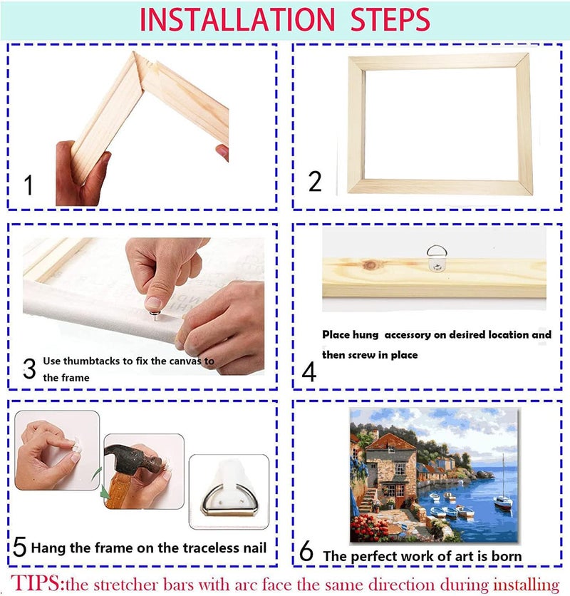 Yeeyeah 2 Pack 12"x 16" DIY Wood Canvas Stretcher Bars, Canvas Frames Kit-Easy to Assemble,Wooden Frames Kit for Oil Painting,Canvas Painting，Embroidery Stitch and Needlepoint Arts Supplies (12 * 16) - Image 4